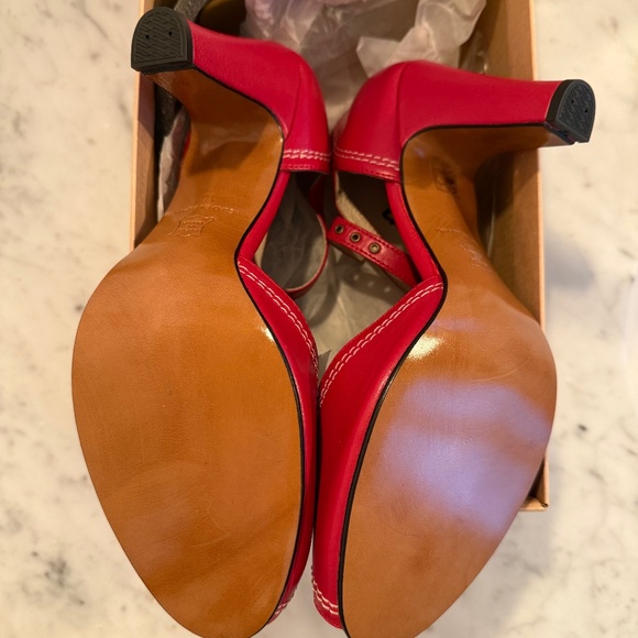 PRISTINE Re-Mix Scarlet Red Peep-Toe Sandal Pump - Marked Sz 10, Runs Large - Picture 4 of 7